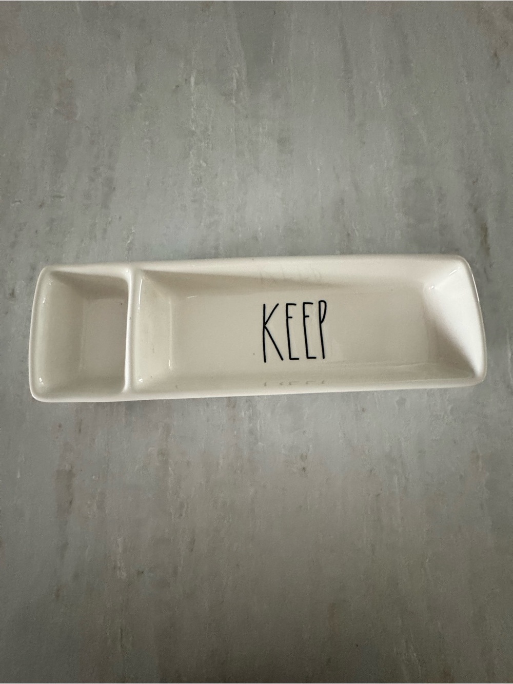 Ceramic Rae Dunn 'KEEP' Trinket Tray - White